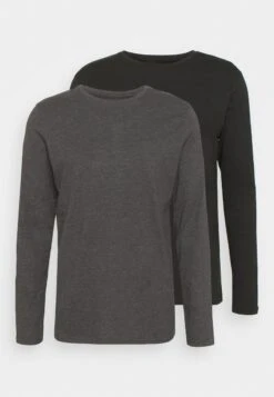 Pier One 2 PACK - Langarmshirt - Dark Grey/black 10 Pier One 2 PACK - Langarmshirt - Dark Grey/black -Berühmtes Bekleidungs Geschäft 007c88127656457c8f19869283e98031