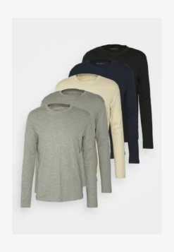 Pier One 5 PACK - Langarmshirt - Black/dark Blue/stone -Berühmtes Bekleidungs Geschäft 1c25018ba4f641b38bf11faa7391875c