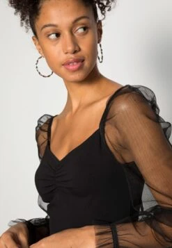 Even&Odd LONG PUFF SLEEVES RUSHING BODYCON DRESS - Cocktailkleid/festliches Kleid - Black -Berühmtes Bekleidungs Geschäft 2113c43a644a4d11a7f109a500a5177d