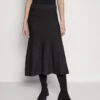 FLARE GABRIEL SHINE MIDI SKIRT - A-Linien-Rock - Deep Coal