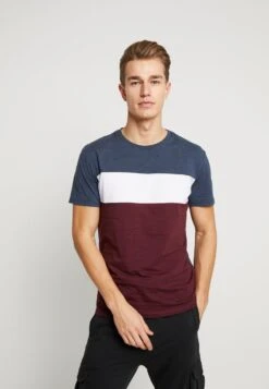 Pier One T-Shirt Print - Bordeaux / Dark Blue