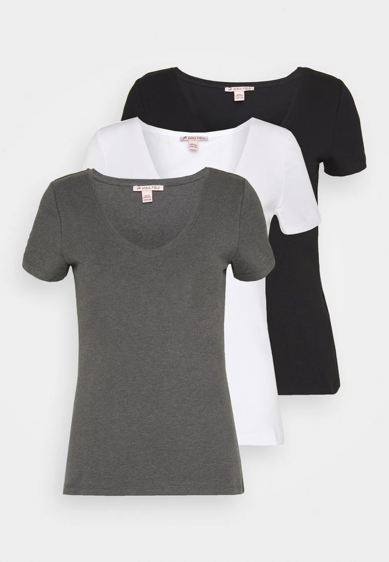 Anna Field 3 PACK - T-Shirt Basic - Black, White 6 Anna Field 3 PACK - T-Shirt Basic - Black, White – Bild 6